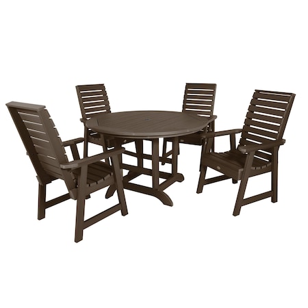 Highwood Usa Weatherly 5pc Round Outdoor Patio Furniture Dining Set AD-DNW48-ACE